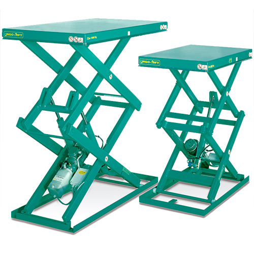 tables élévatrices  à double pantographe pour charges réparties 