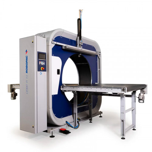 Machine à anneau rotatif pour le banderolage en spirale avec du film étirable